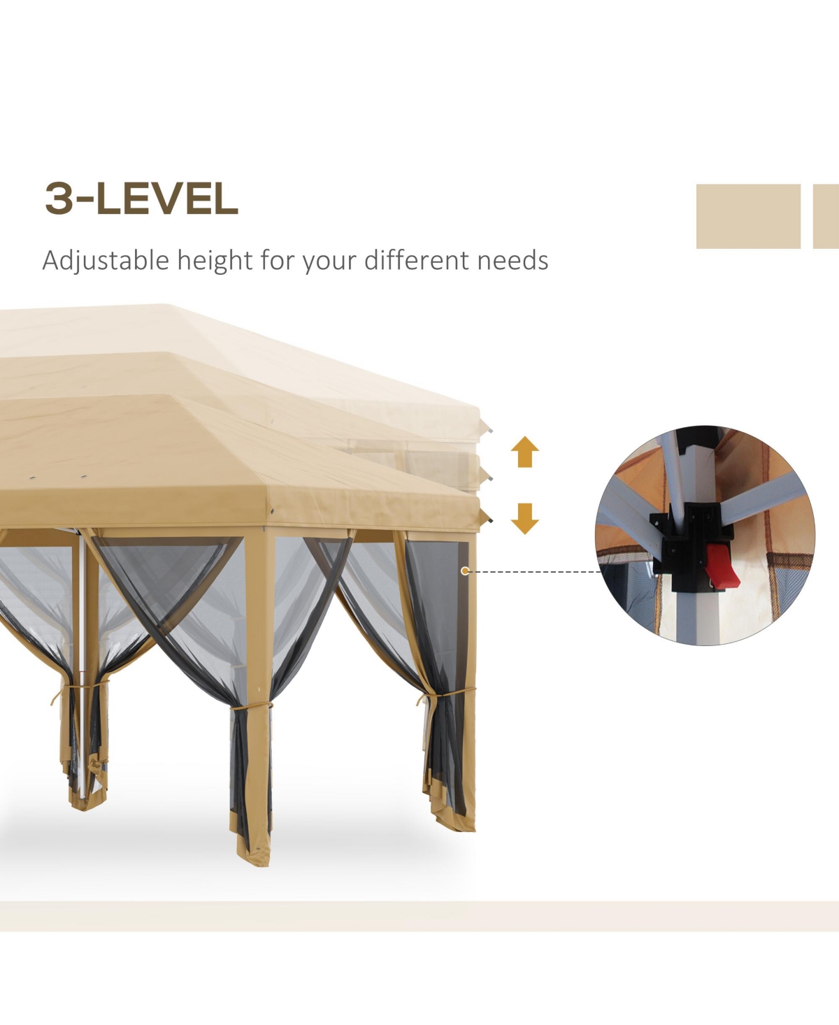 Outsunny Outdoor 10' x 20' Patio Gazebo Outdoor Pop-Up Canopy with Sidewalls, 6 Mesh Walls for Party, Events, Backyard, Lawn