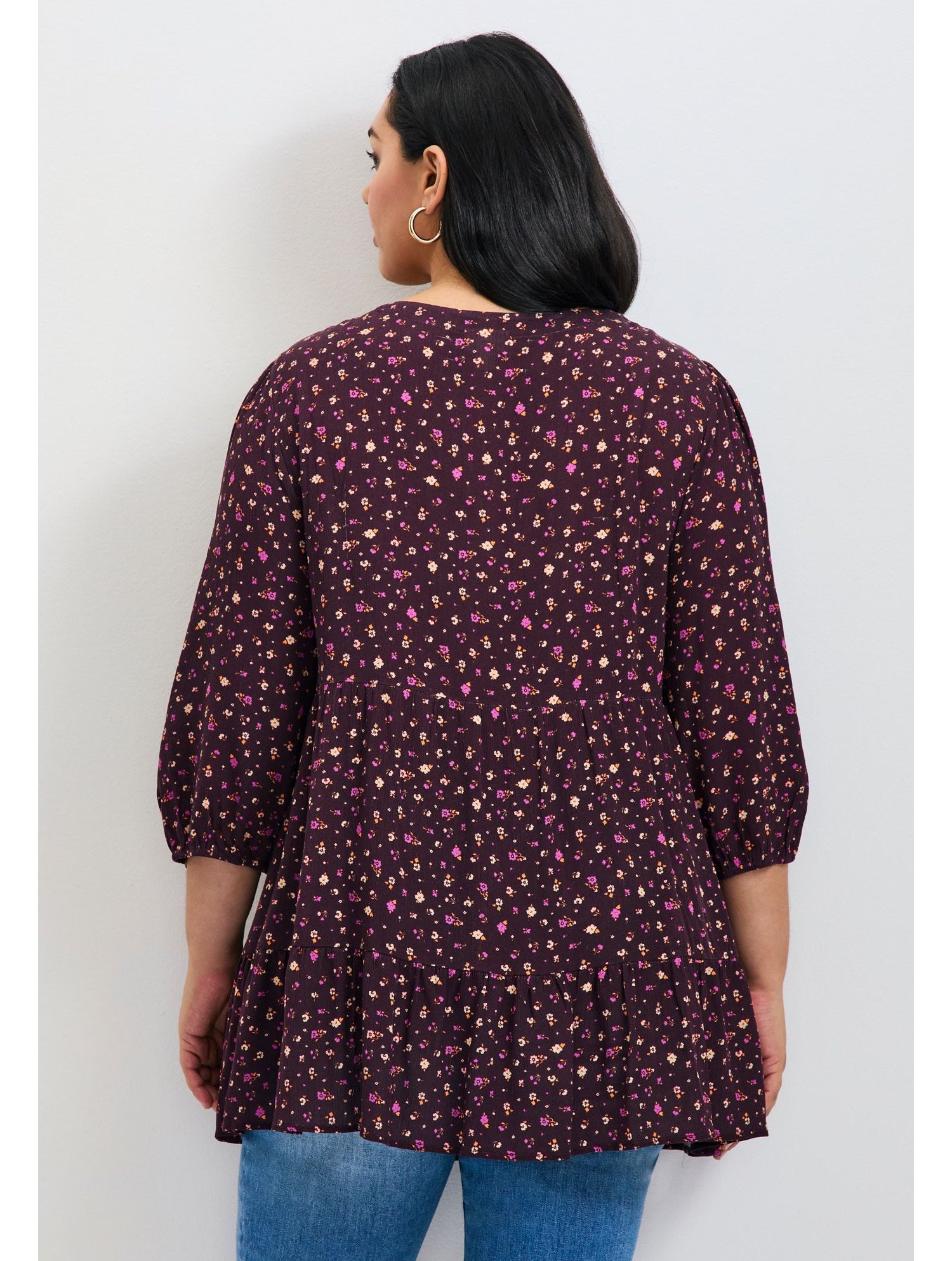 Women's Plus Size Ditsy Embroidered Tunic