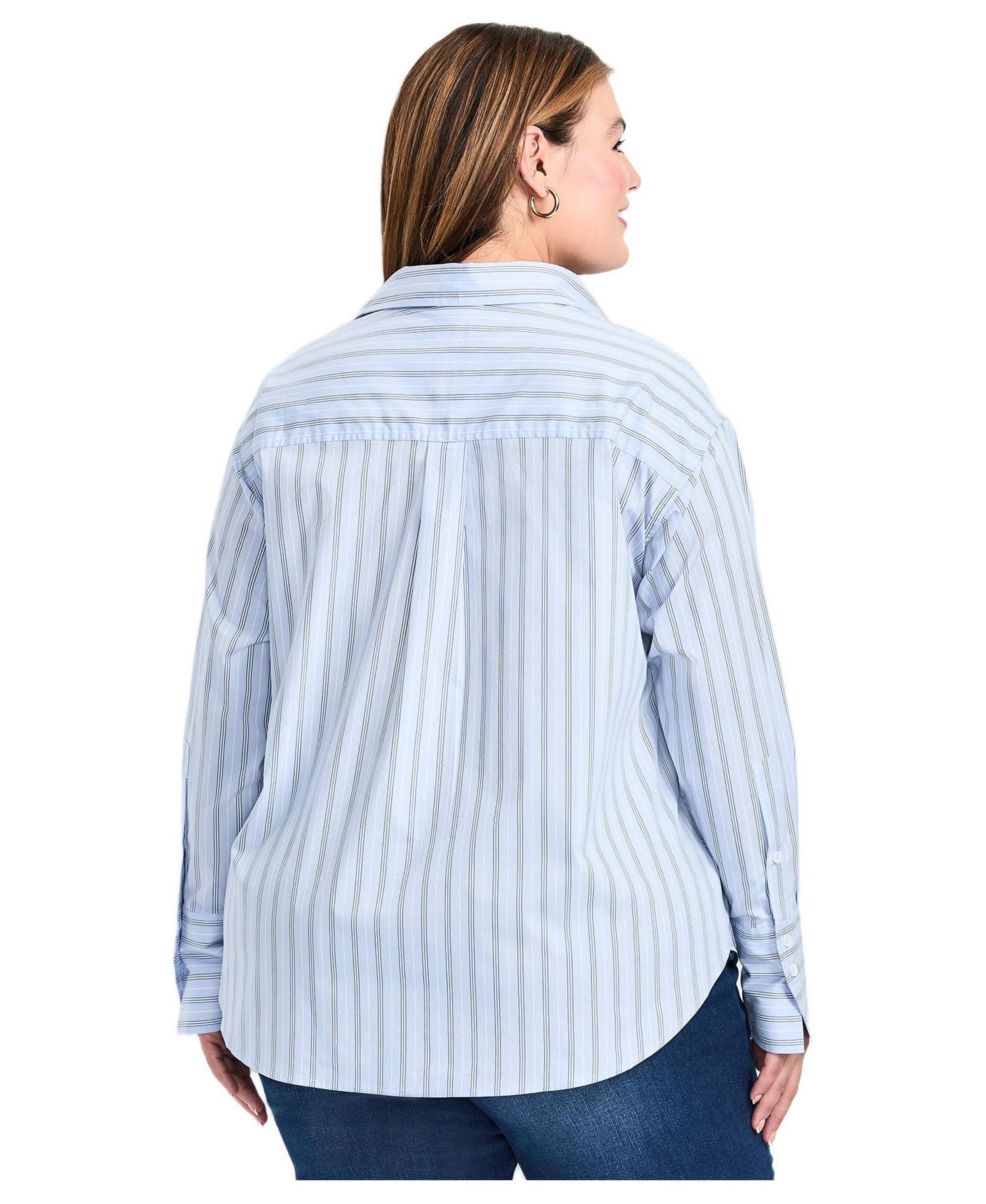 Women's Plus Size Classic Stripe Boyfriend Shirt