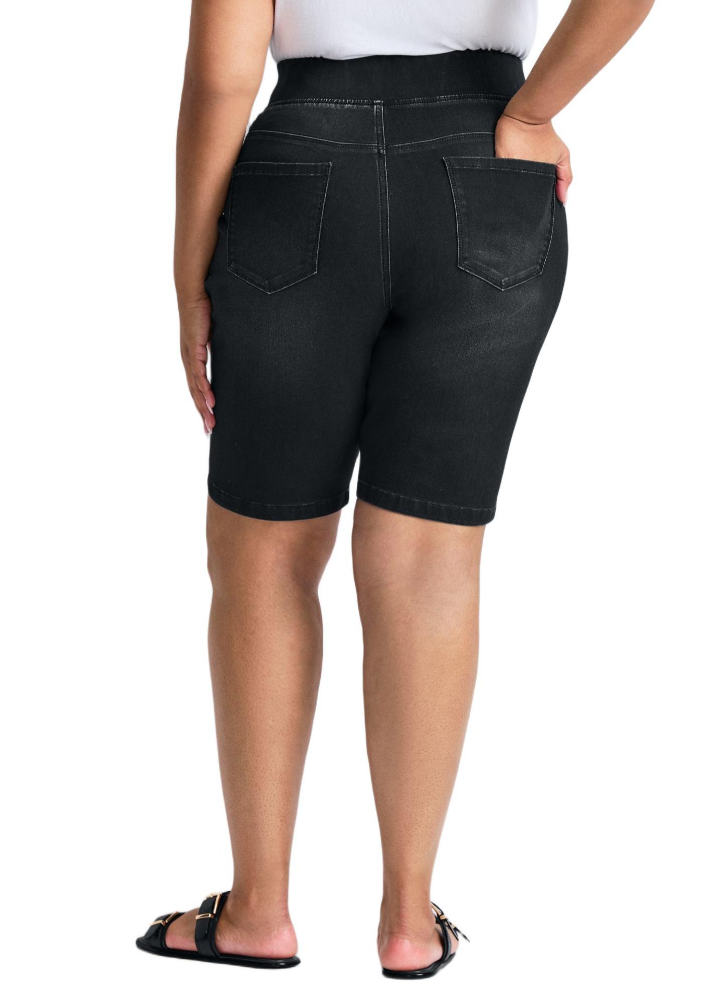 Женские шорты AVENUE Butter Denim Pull On Short, цвет: Чёрный — фото 2