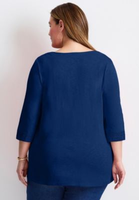 Women's Plus Size Crochet Trim Tunic