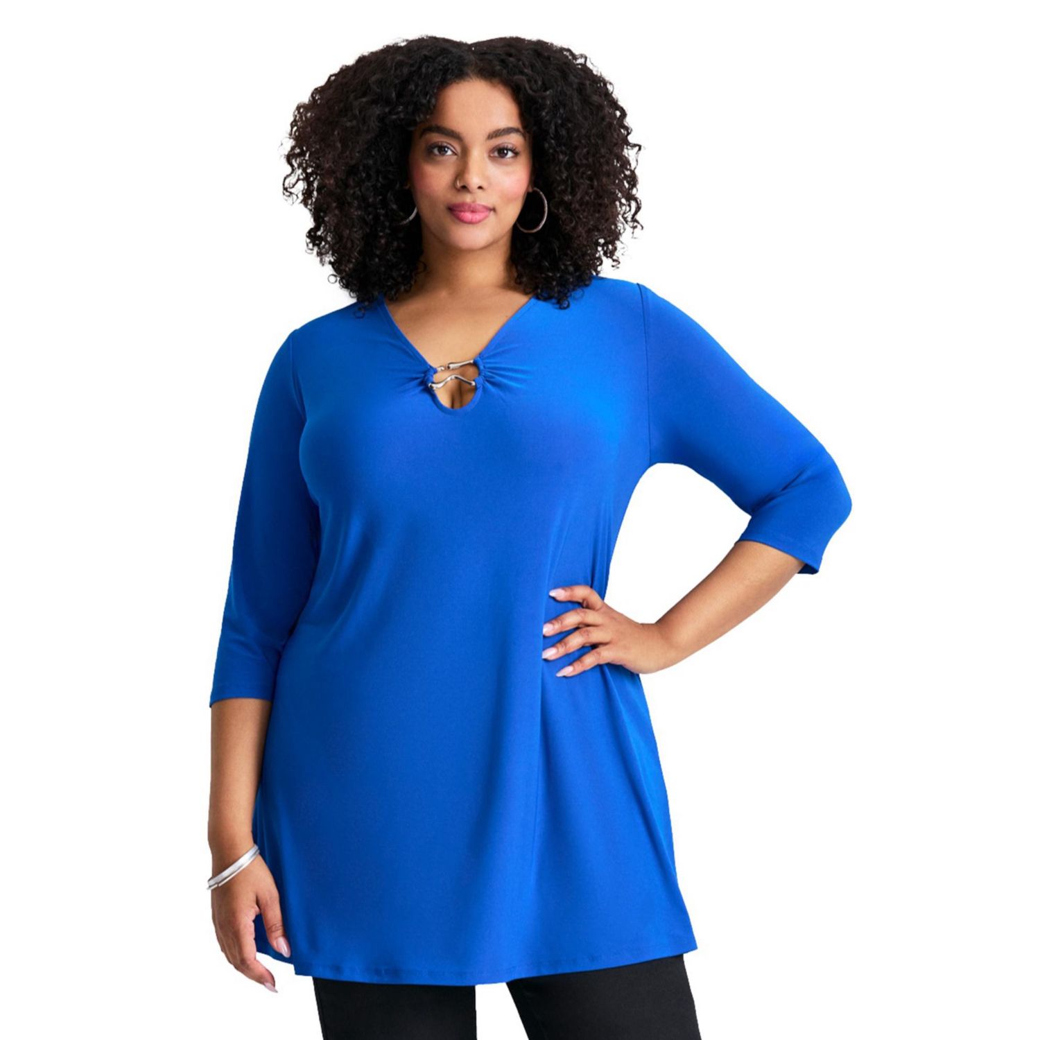 Women's Plus Size Ring Detail Tunic Top