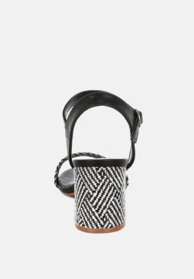 London Rag Womens Tulata Raffia Pin Buckle Block Heels