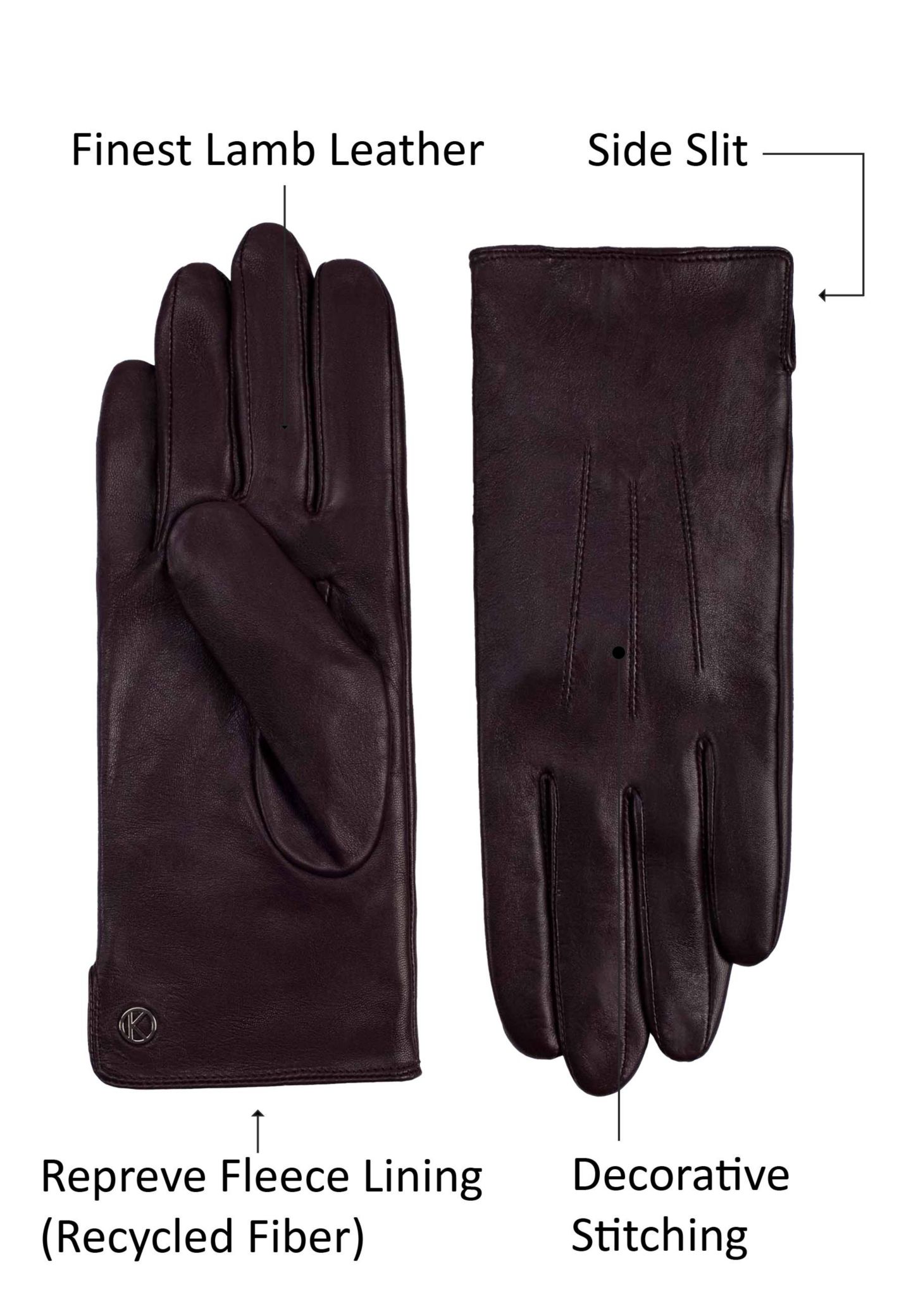 Женские перчатки KESSLER Premium lambskin leather glove Style Carla, цвет: Тёмный коричневый — фото 8