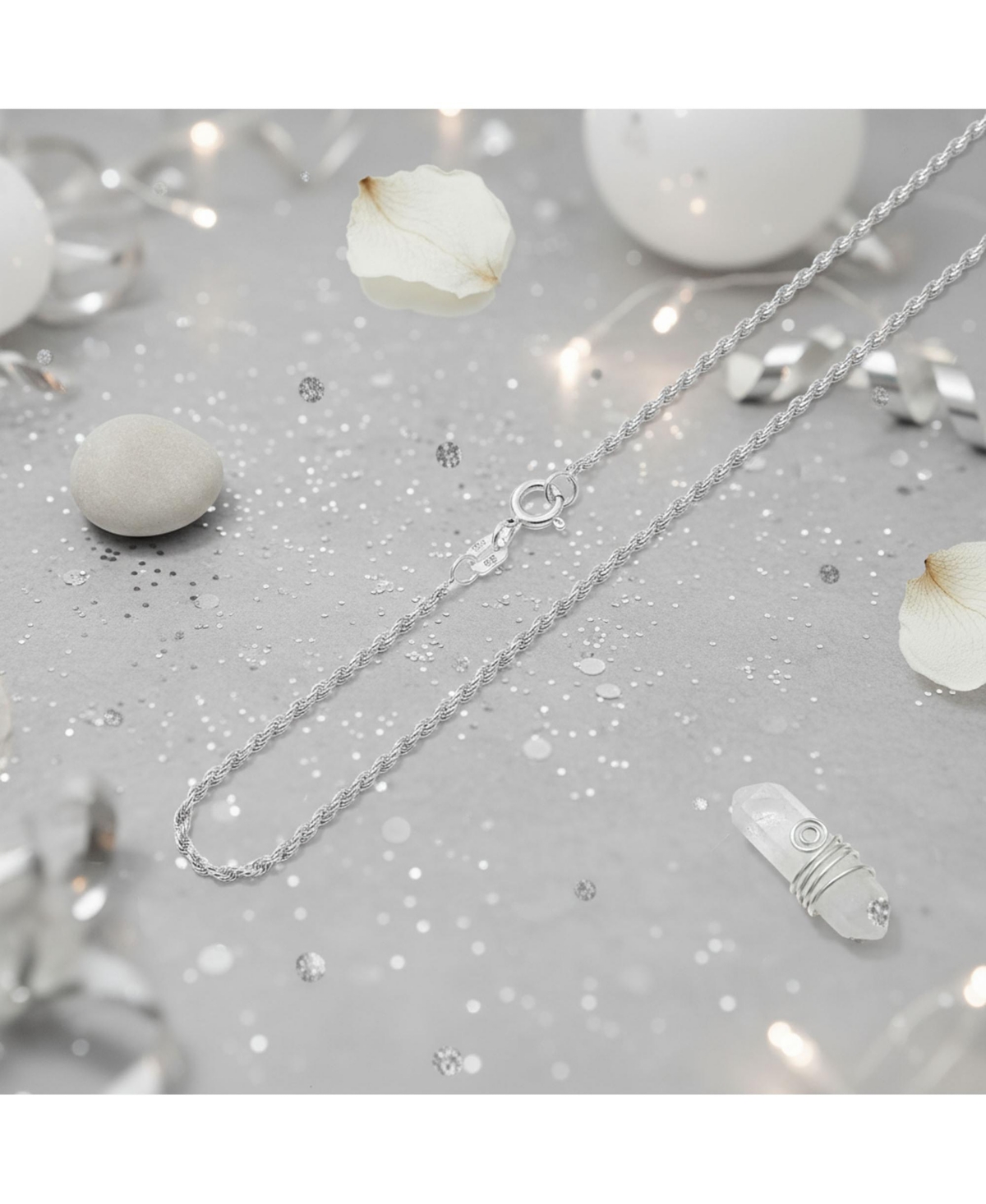 Bling Jewelry Thin 2MM 030 Gauge Strong .925 Sterling Silver Rope Link Chain Necklace