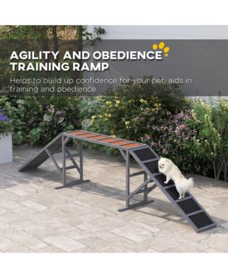 Dog Agility Equipment Ramp with Safety Bar, Non-slip Surface,