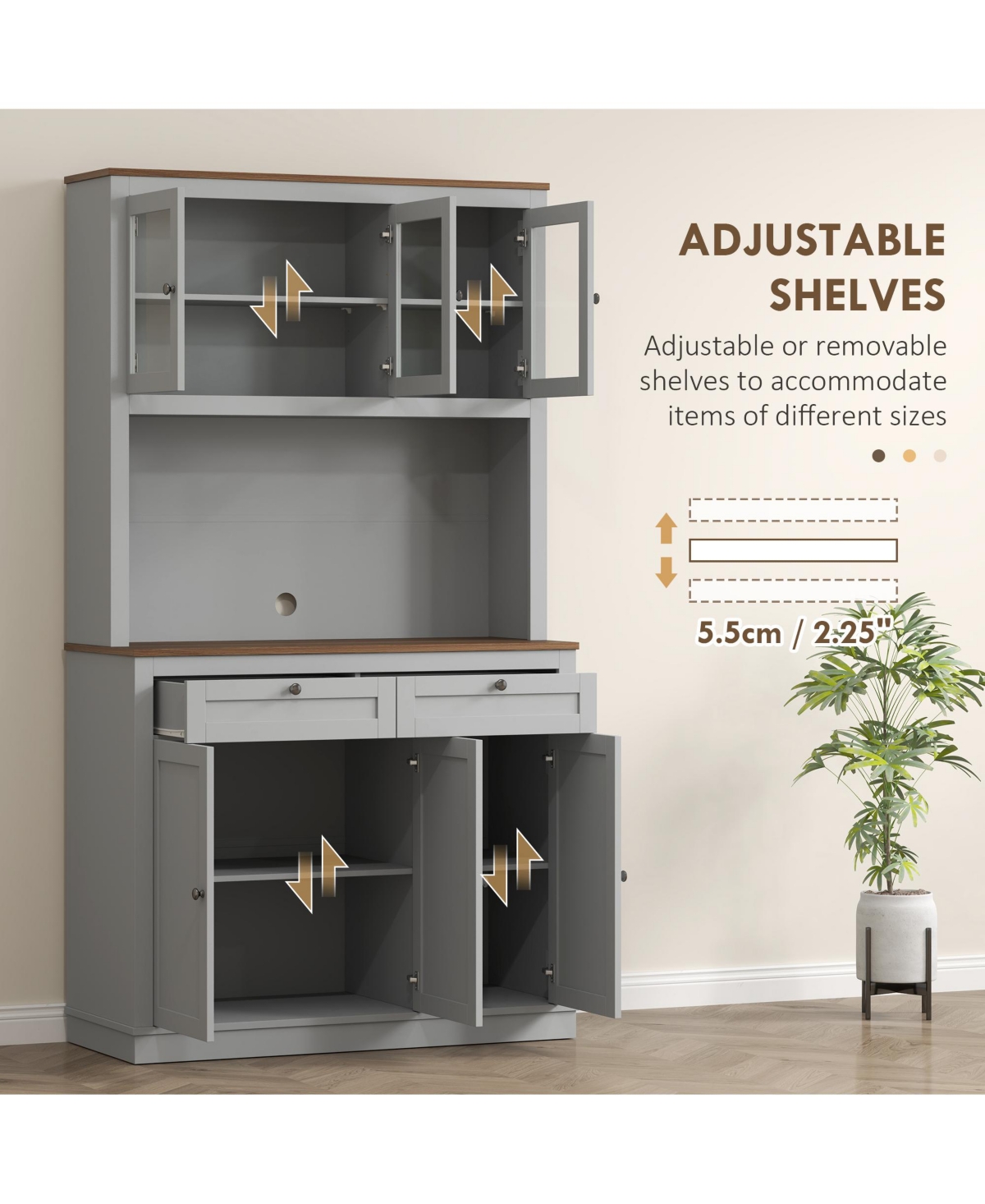 Homcom 71" Tall Kitchen Pantry Storage Cabinet with Microwave Sd,