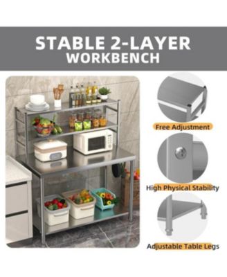 Stainless Steel Table with Overshelves 48"x24" Prep Table for Commercial