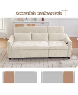 2-in-1 Sofa 82 Inches Three-seater Sofa with a Sofa Bed and a Reversible Recliner Sofa for Living Room