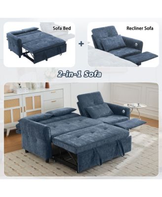2-in-1 Sofa 82 Inches Three-seater Sofa with a Sofa Bed and a Reversible Recliner Sofa for Living Room