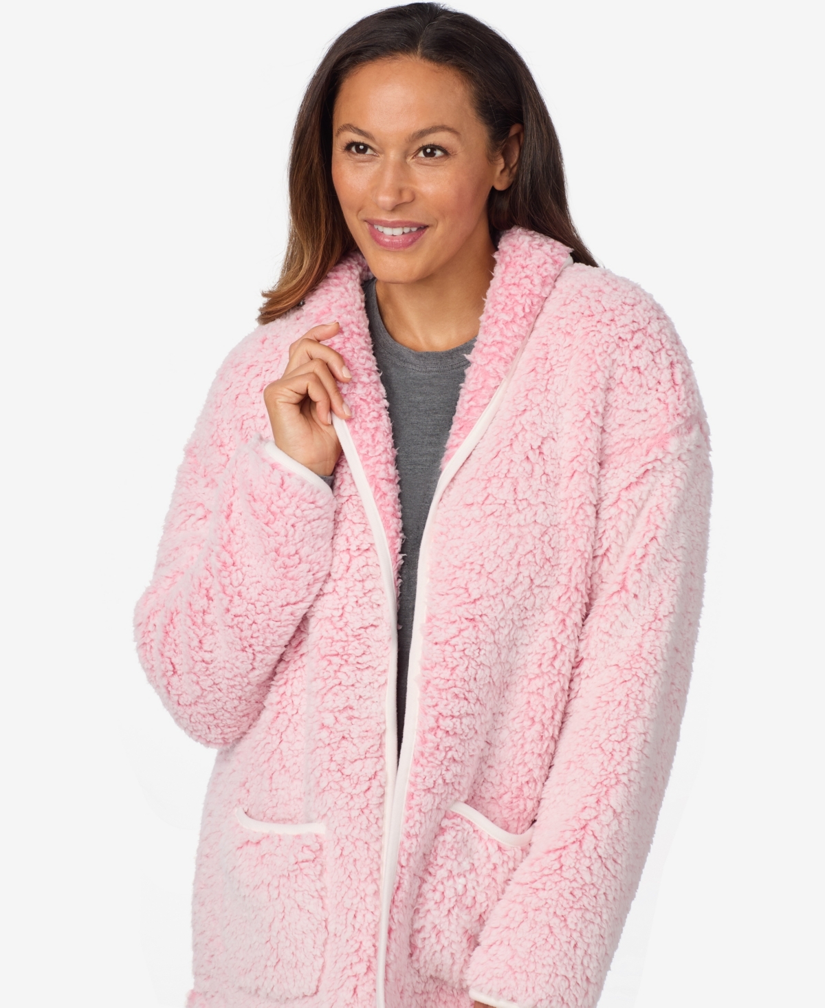 Cuddl Duds Womens Sherpa Long Sleeve Mid Length Robe In Multi