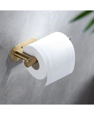 Adhesive Toilet Paper Holder - Brushed Brass Toilet Roll Holder Stick on Wall for Bathroom, SUS 304 Stainless Steel