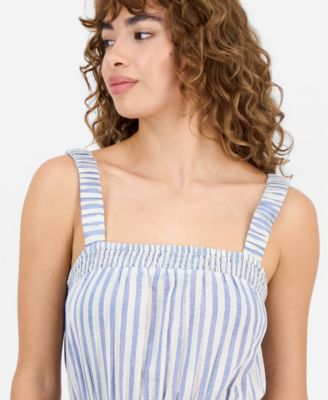 Petite Cotton Smocked-Waist Jumpsuit