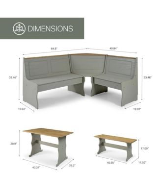 Solid Pine Corner Dining Booth in Corona Gray