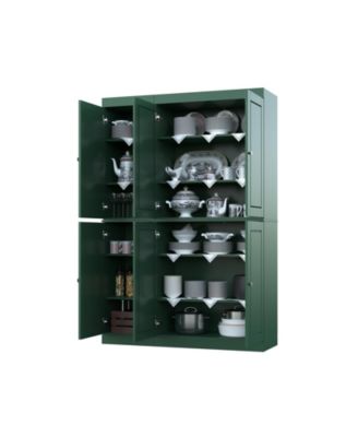 100% Solid Wood Pantry Cabinet with Raised Panel Doors, Adjustable Shelves, 48.5" Wide, 71.5" Tall