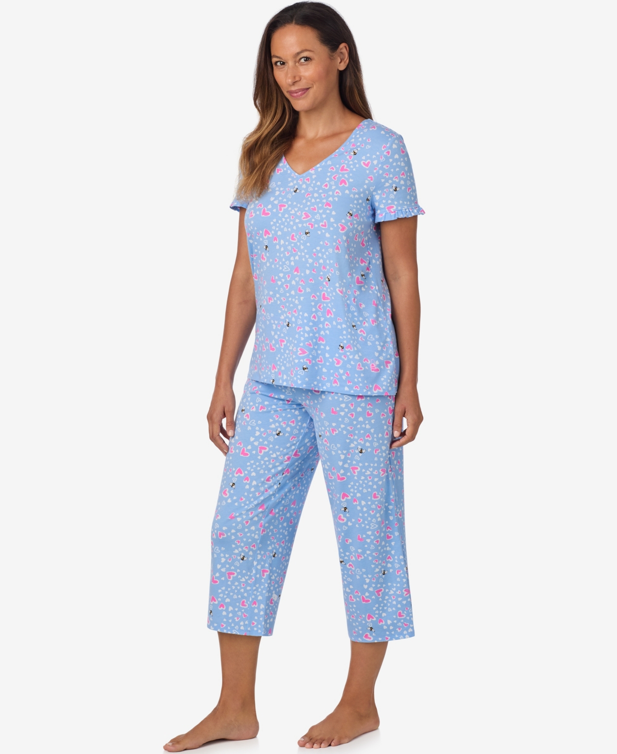Cuddl Duds Women's Short Sleeve Cropped Pj Set