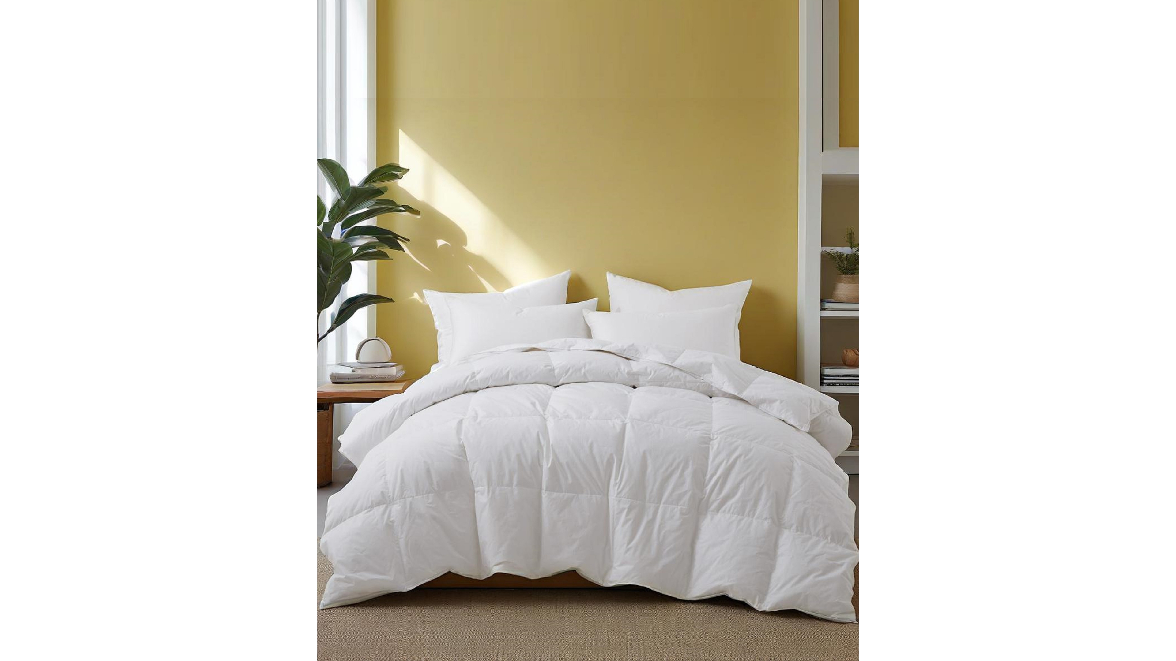 Unikome 100% Cotton All Season Goose Down Feather Comforter, King