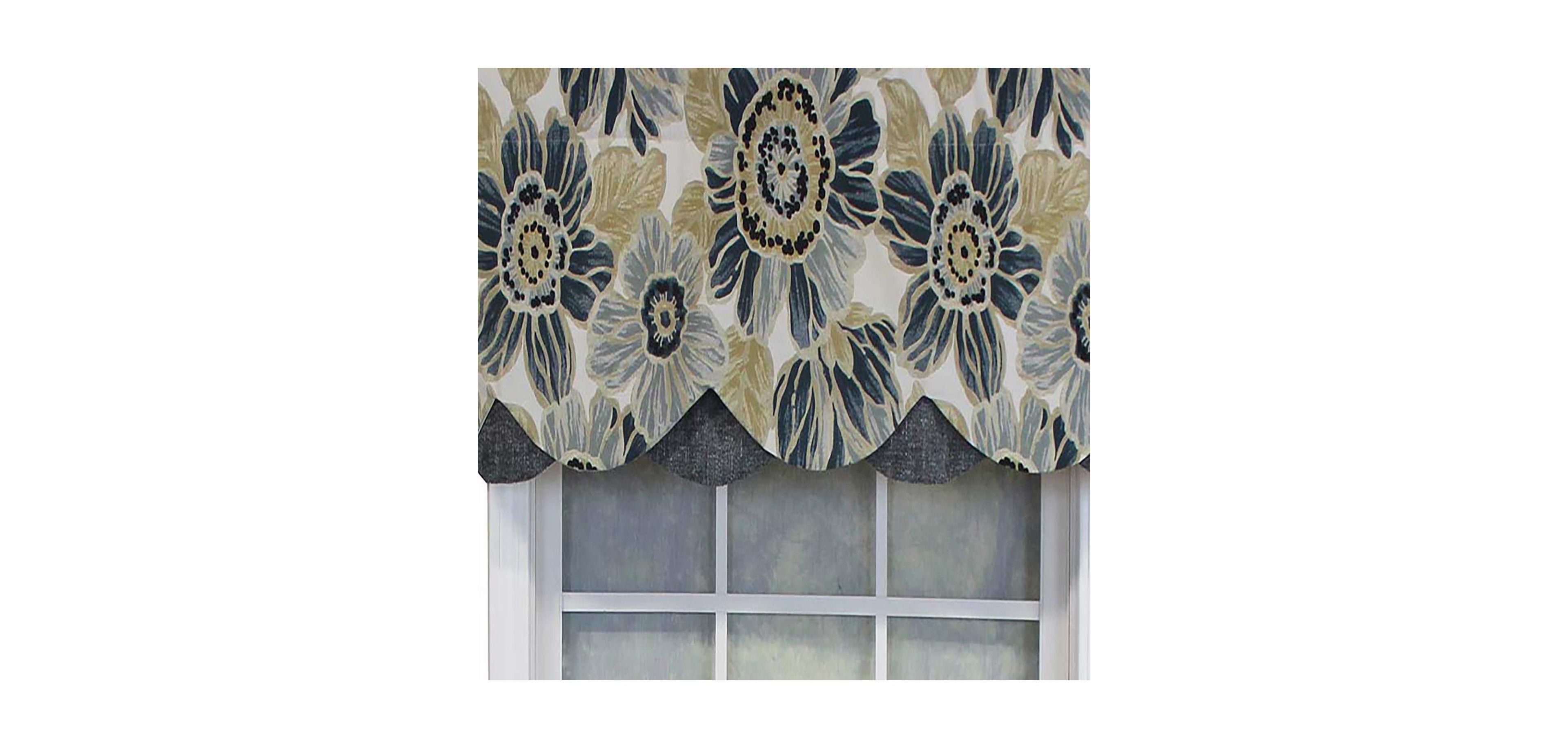 Rlf Home Verona Petticoat Modern Premium Design Printed Valance 3" Rod Pocket 50" x 15" Blue/Gray