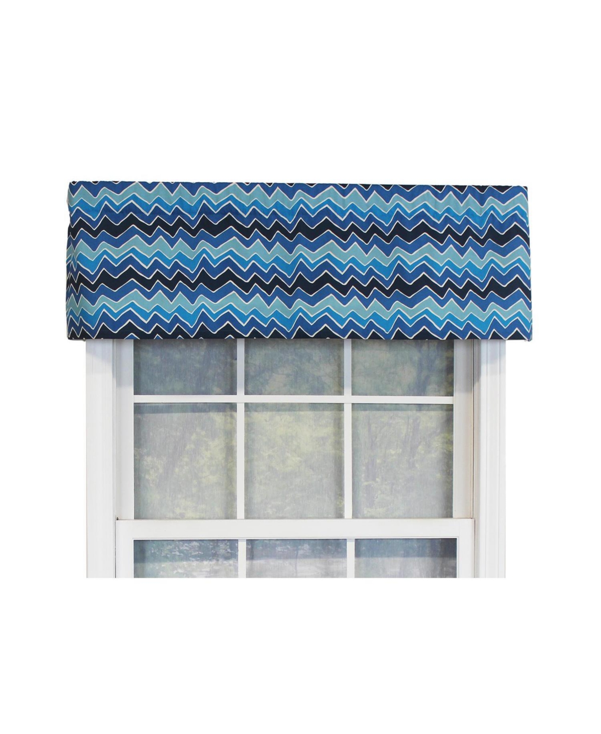 Rlf Home See Saw Tailored 100% Cotton with Fully Lined 3" Rod Pocket Valnance for Windows 50" x 14" Blue