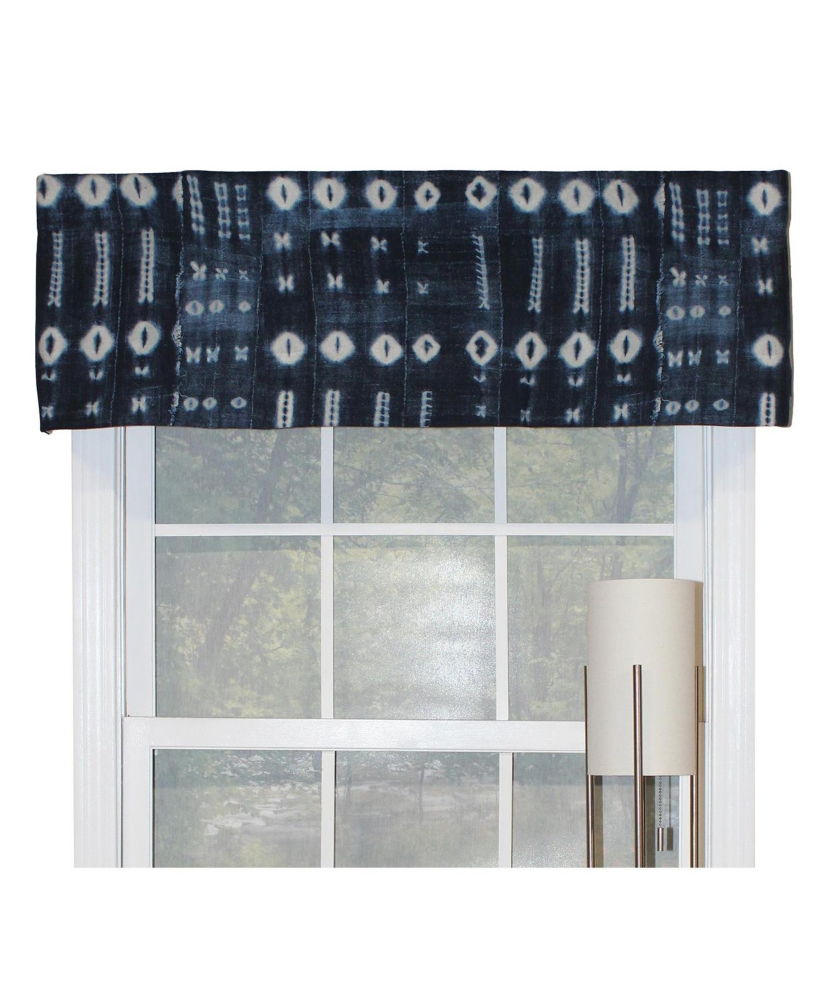 Rlf Home Binary Tailored Window Treatment Premium Quality Valance 3" Rod Pocket 50" x 14" Navy Blue