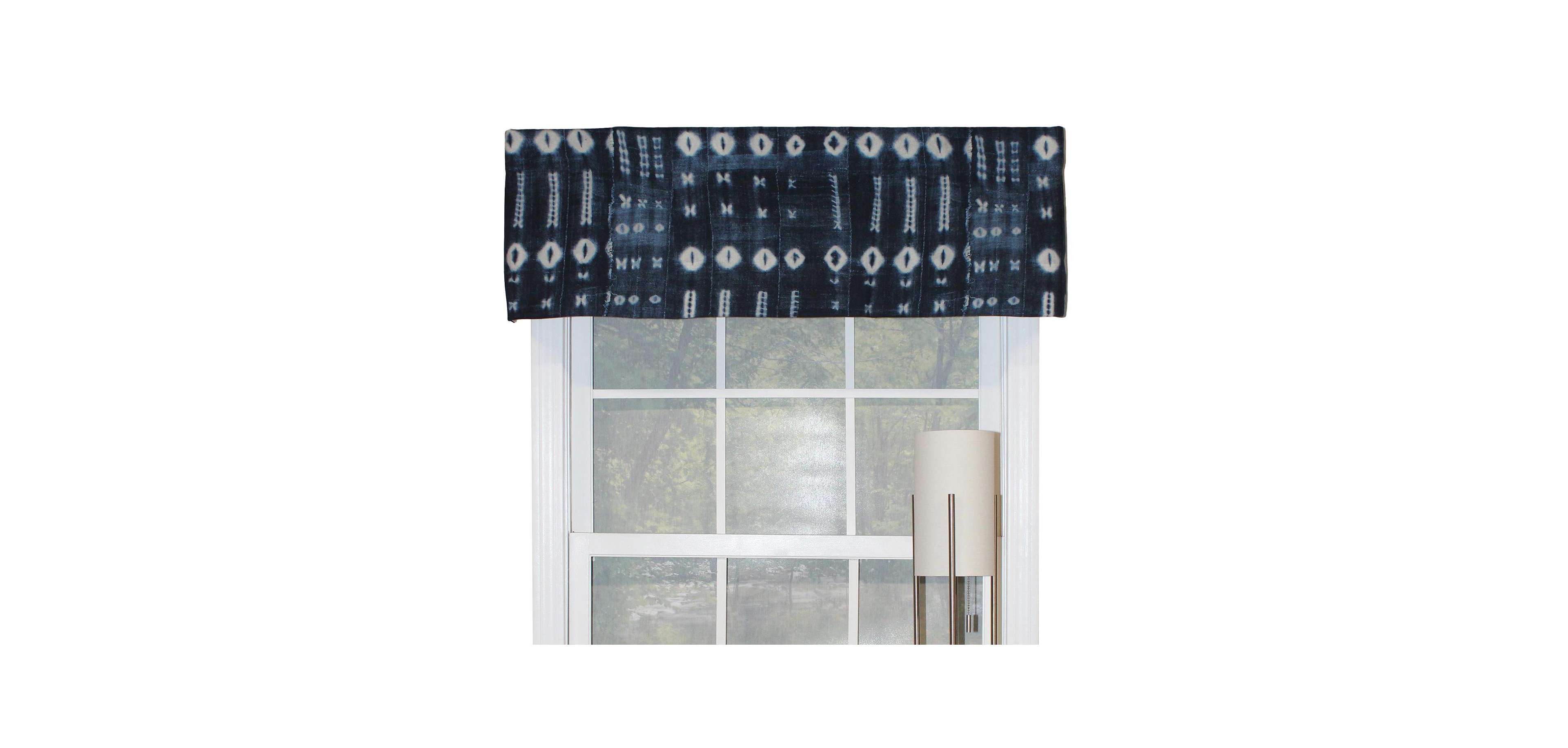 Rlf Home Binary Tailored Window Treatment Premium Quality Valance 3" Rod Pocket 50" x 14" Navy Blue