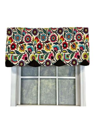 Fiesta Floral Petticoat Window Treatment High Quality Valance 3" Rod Pocket 50" x 15" Black/Multicolor
