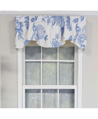 Natalie Bell Floral Print Extra Wide Window Treatment Valance 3" Rod Pocket 65" x 16" Cyan Blue