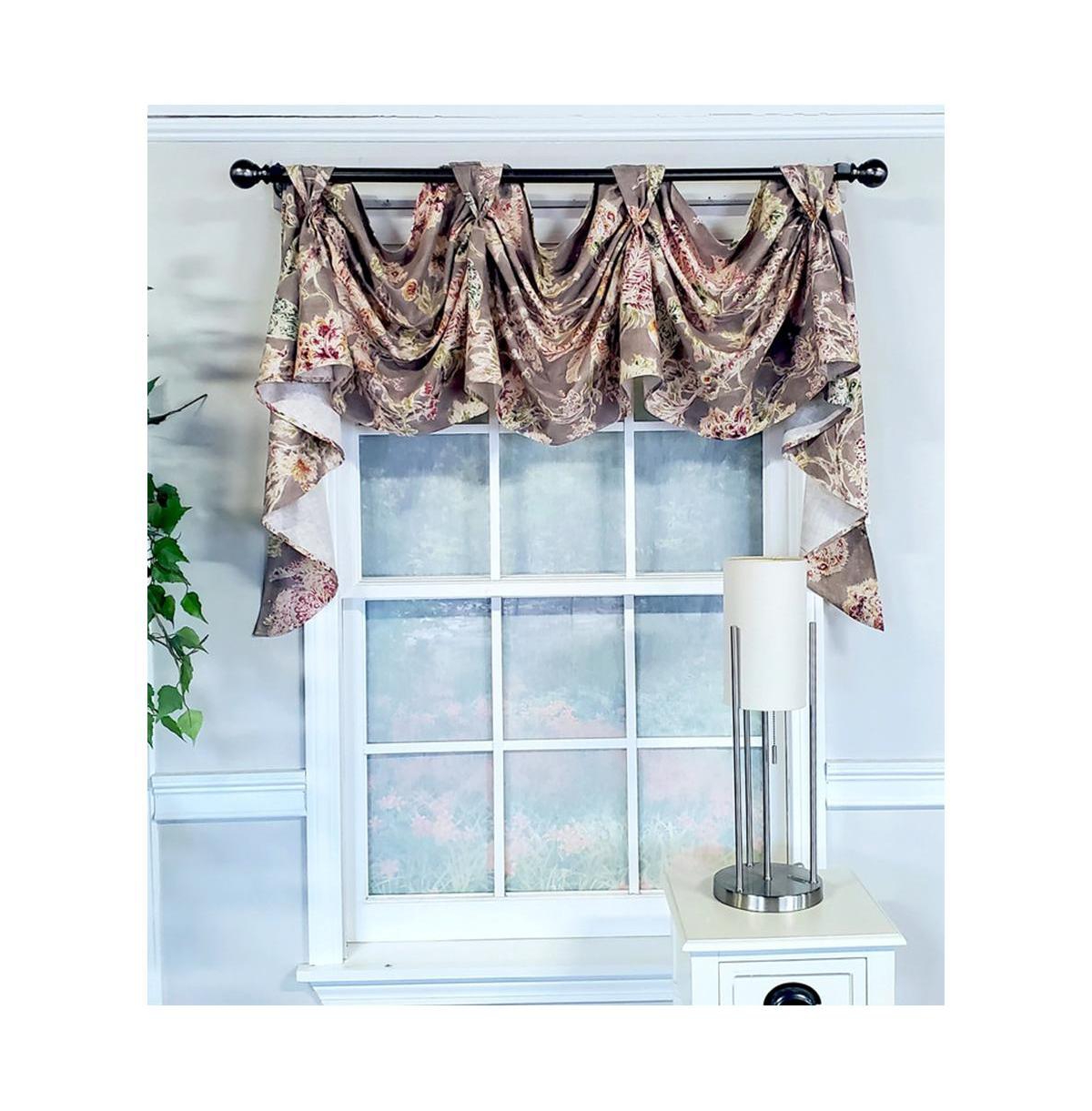 Rlf Home Modern Design Monte Cristo Victory Swag 3-Scoop Window Valance 50" x 25" Gray