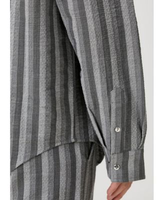 Men's Linen-Blend Checked Woven Button-Up Shirt