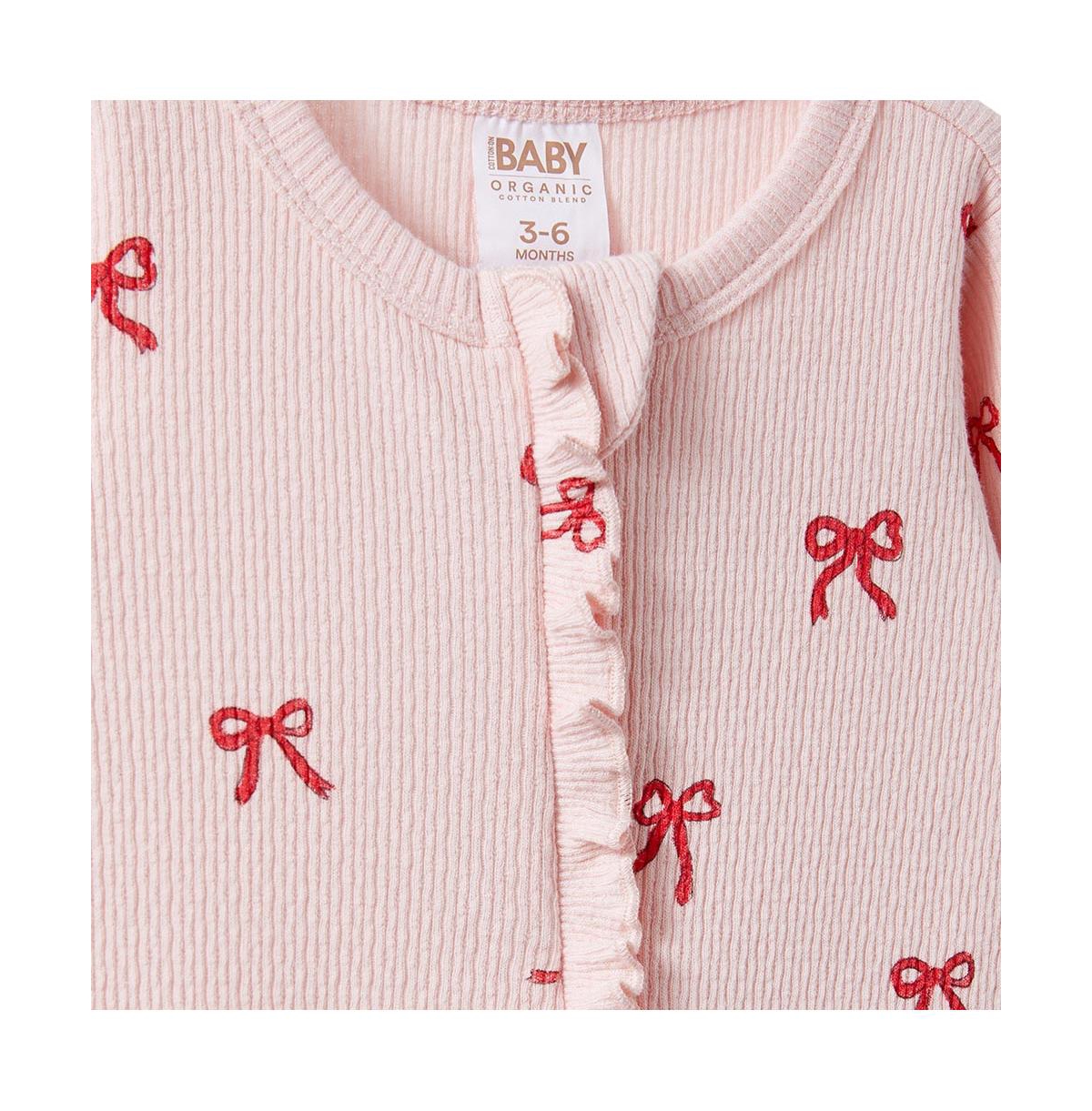 Cotton On Baby Boys Pointelle Ruffle Zip All One