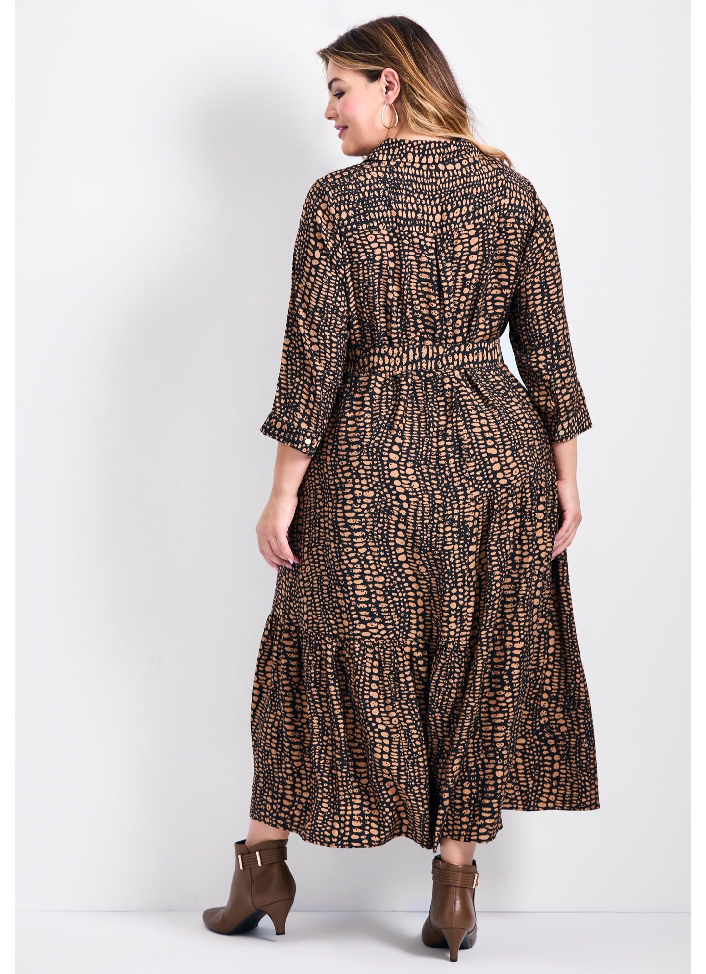 Женское платье Avenue Plus Size Flora Belted Shirtdress, цвет: Медный — фото 2