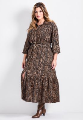 Women's Plus Size Flora Belted Shirtdress