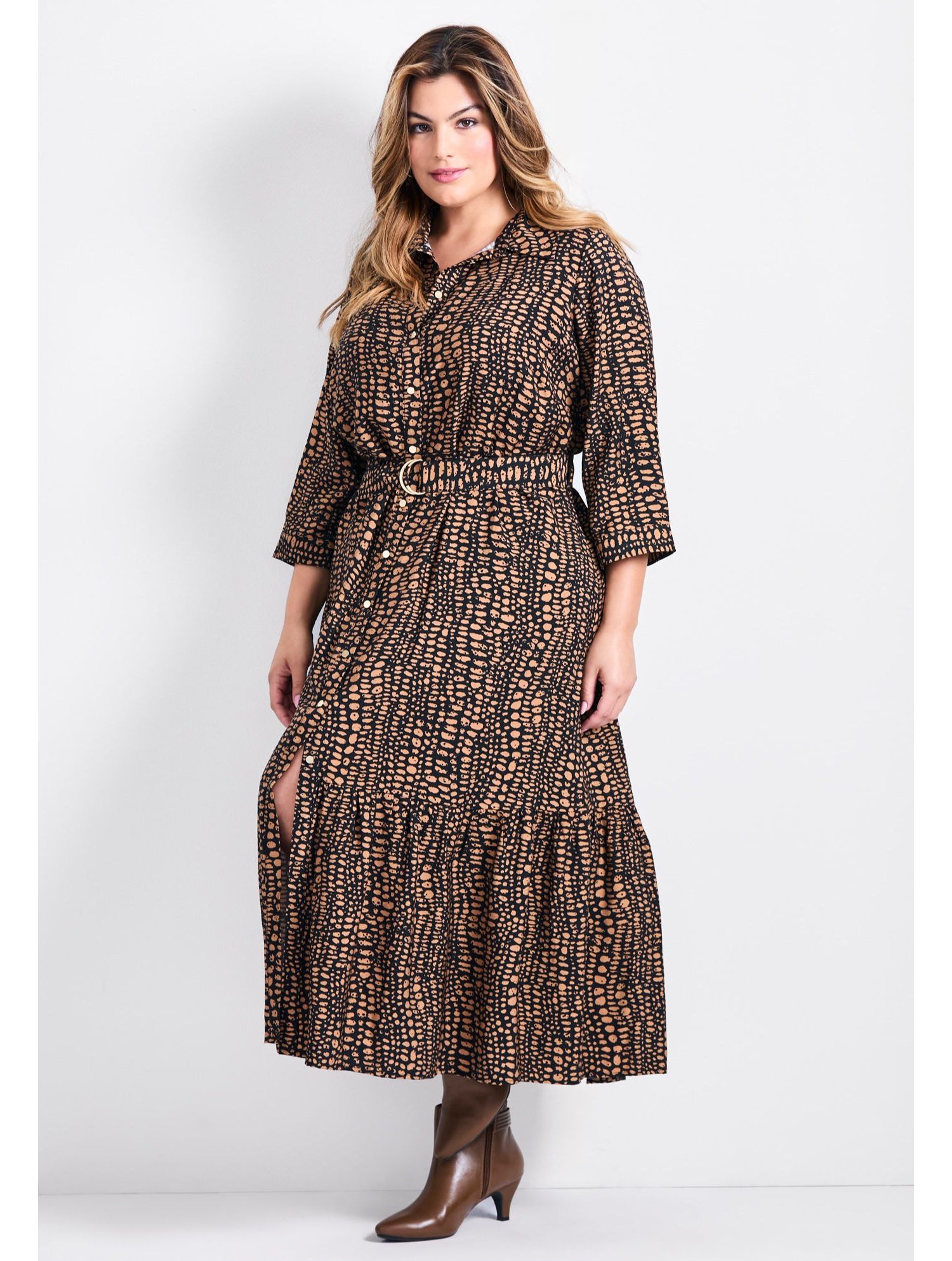 Women's Plus Size Flora Belted Shirtdress