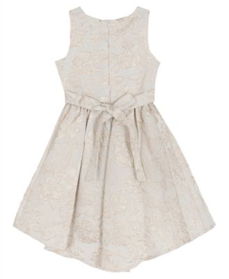 Girls' 7-16 Lurex Jacquard Sleeveless High-Low Dress