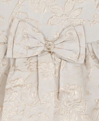 Girls' 2T-6X Round Neck Shimmery Bow Detail Dress