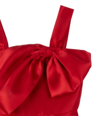 Girls' 7-16 Asymmetrical Bow Sleeveless Mikado Dress