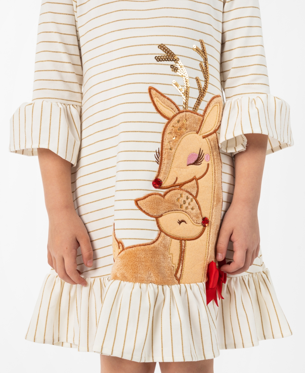 Rare Editions Girls 2t-6x Round Neck Sequin Striped Dress In White