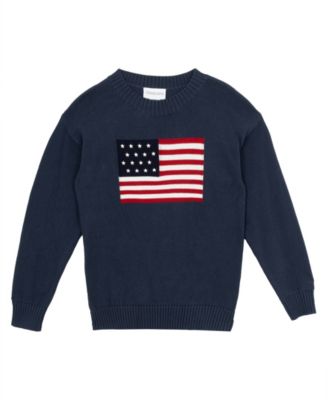 Rare Editions - Girls 7-16 Oversized American Flag Long-Sleeve Sweater