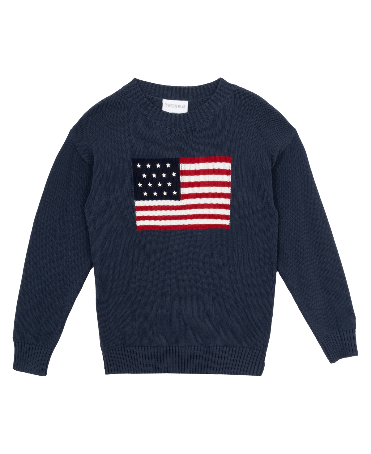 Rare Editions Girls 7-16 Oversized American Flag Long-Sleeve Sweater