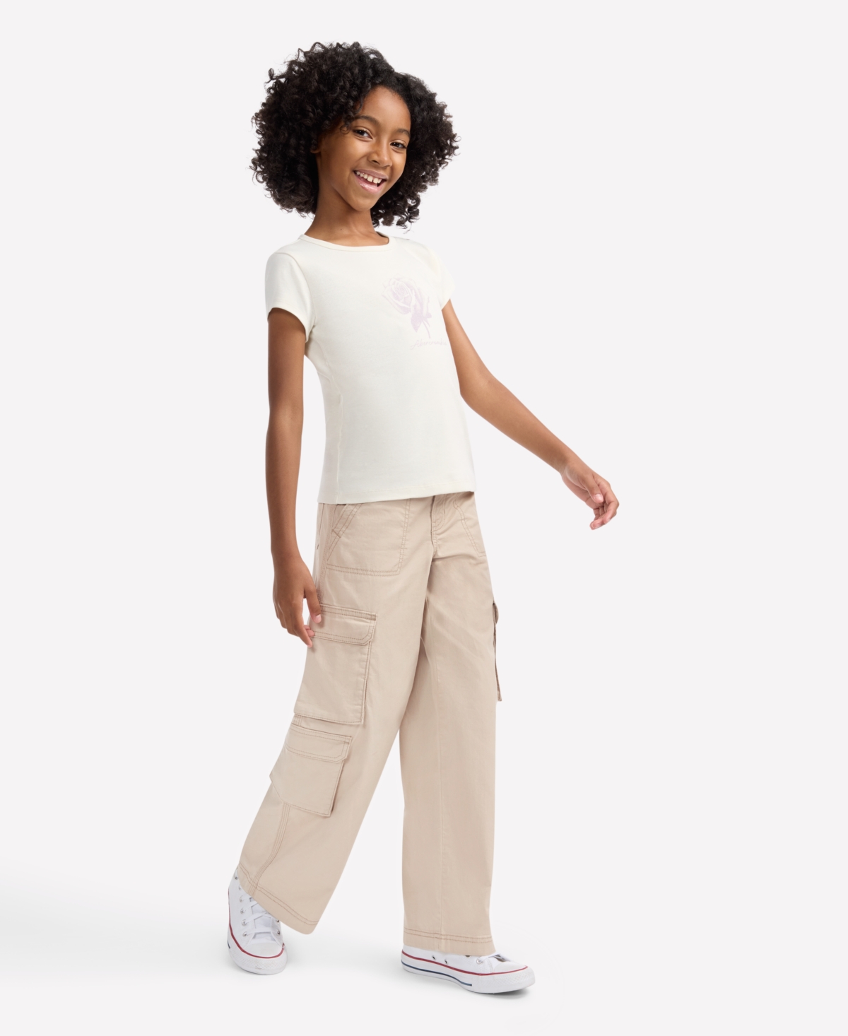 abercrombie kids Girls 5–18 Wide-Leg Twill Cargo Pants