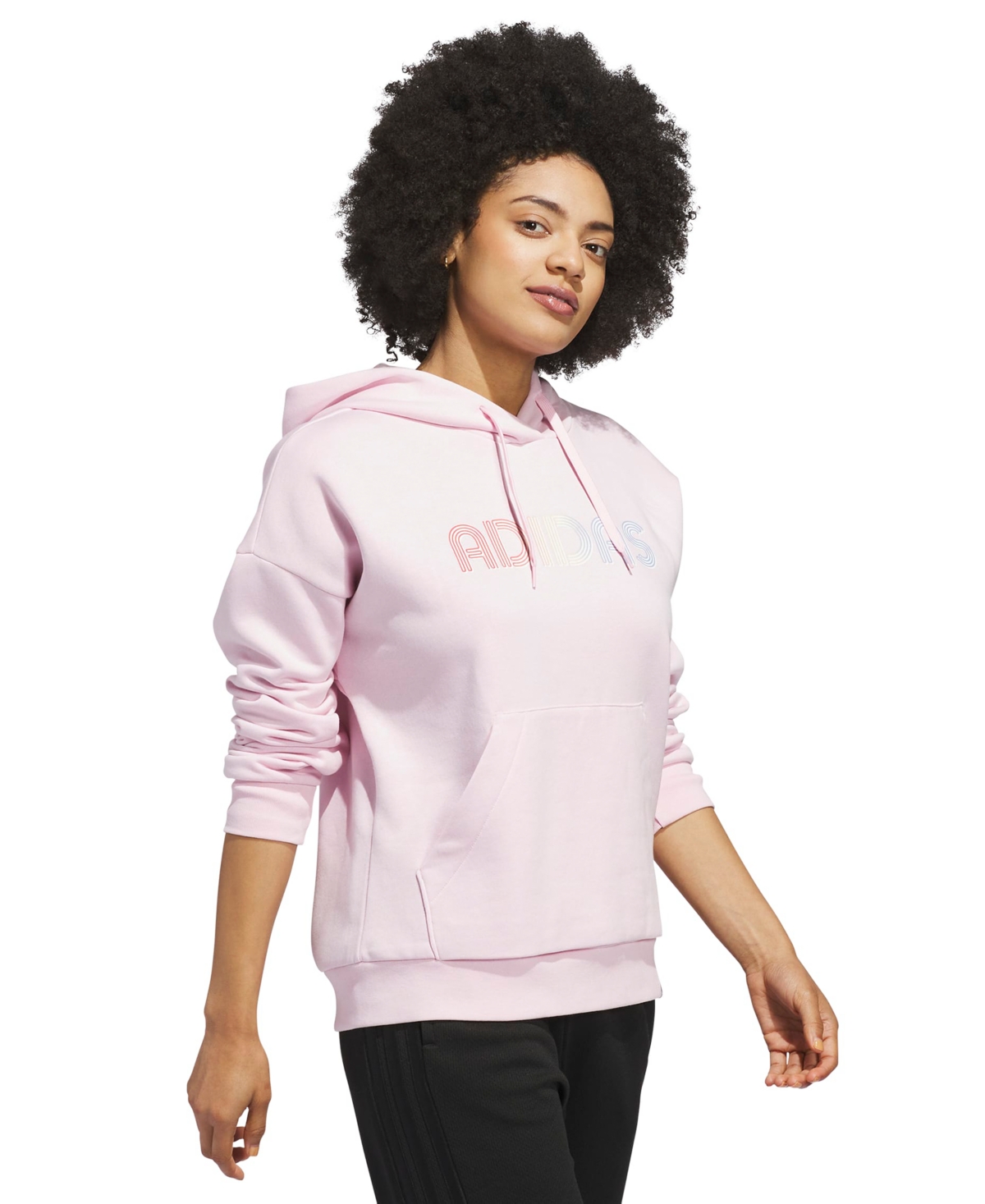 Adidas Originals Women's Wordmark Graphic Hooded Sweatshirt In Pink
