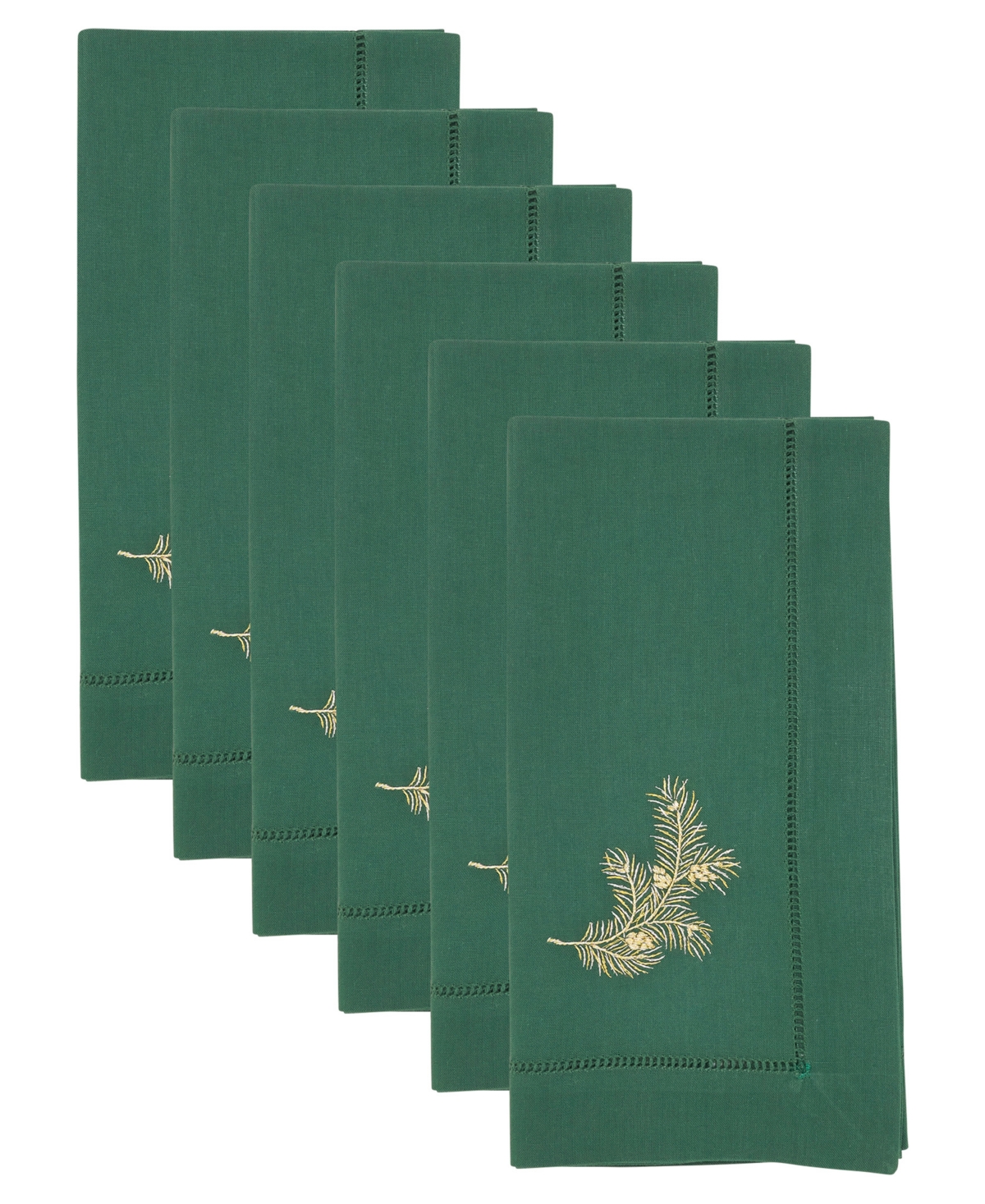 Saro Lifestyle Embr'D Pine Needle Hemstitch Napkin, Set of 6