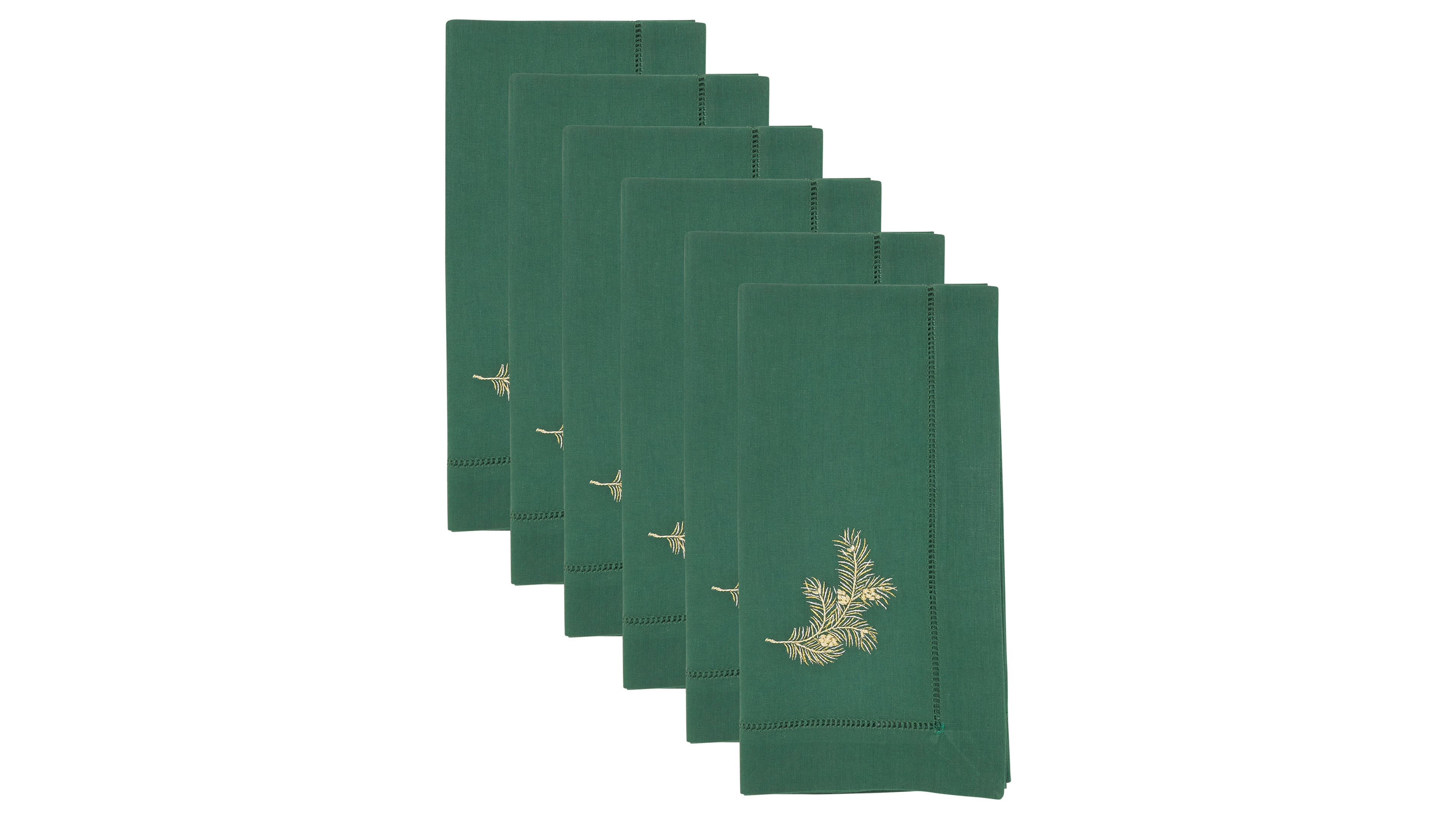 Saro Lifestyle Embr'D Pine Needle Hemstitch Napkin, Set of 6