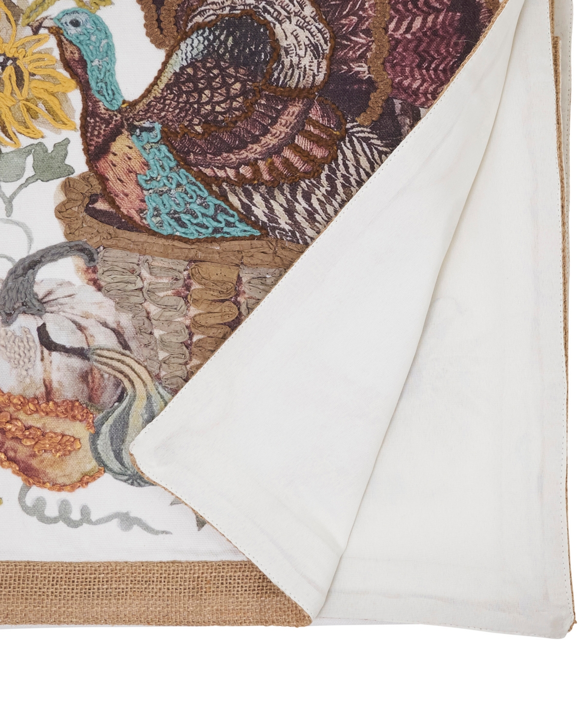 Saro Lifestyle Embroidered Turkey Table Runner, 16" x 72"