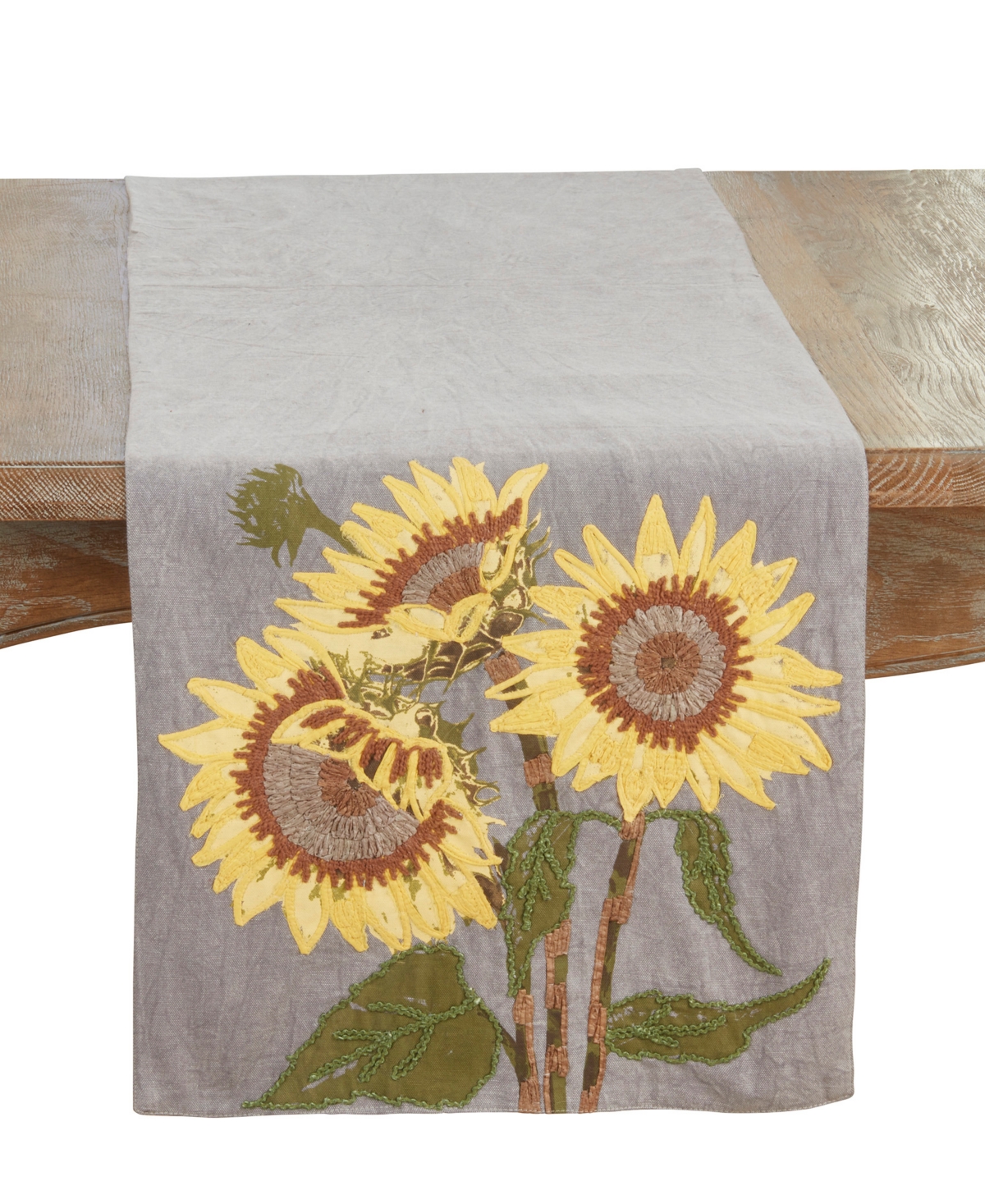 Saro Lifestyle Embroidered Sunflower Table Runner, 16" x 72"
