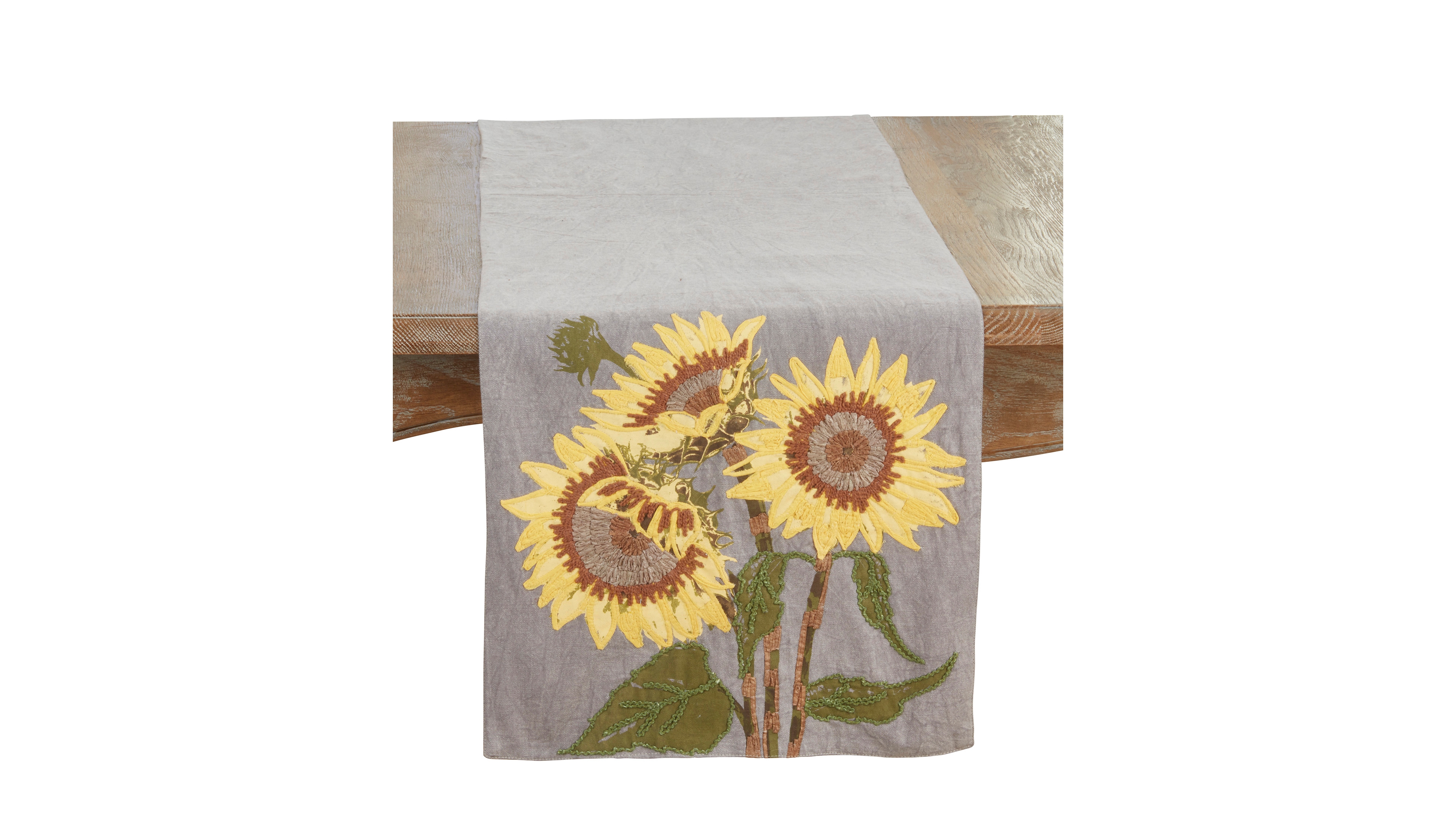 Saro Lifestyle Embroidered Sunflower Table Runner, 16" x 72"