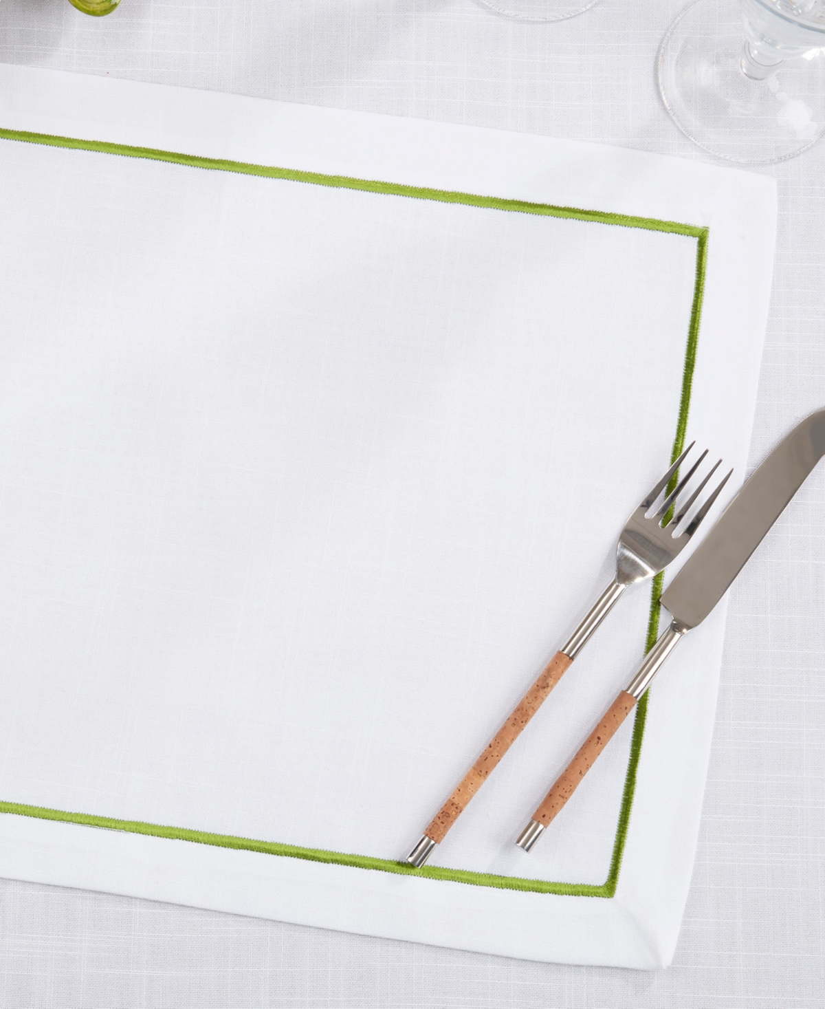 Saro Lifestyle Embroidered Line Design Placemat, Set Of 4 In Green