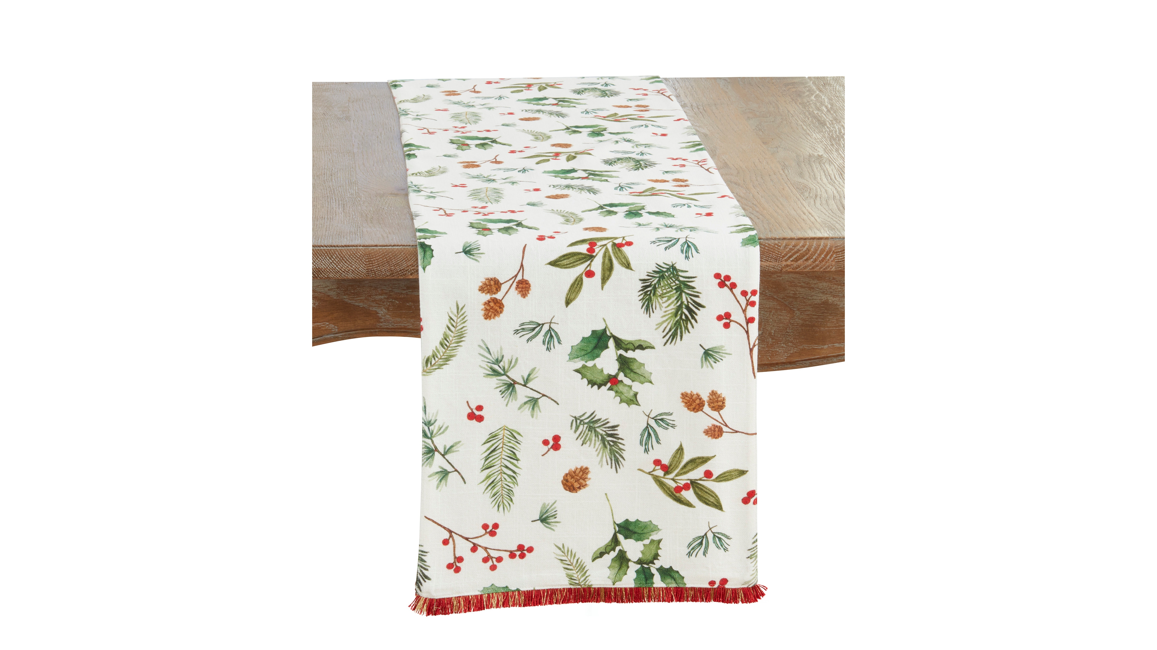 Saro Lifestyle Holly Branch Table Runner, 13" x 72"