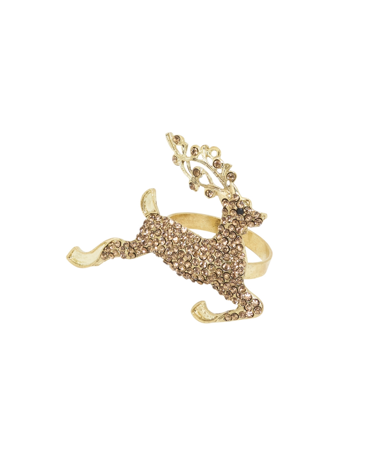 Saro Lifestyle Beaded Reindeer Napkin Ring, Set Of 4 In Gold