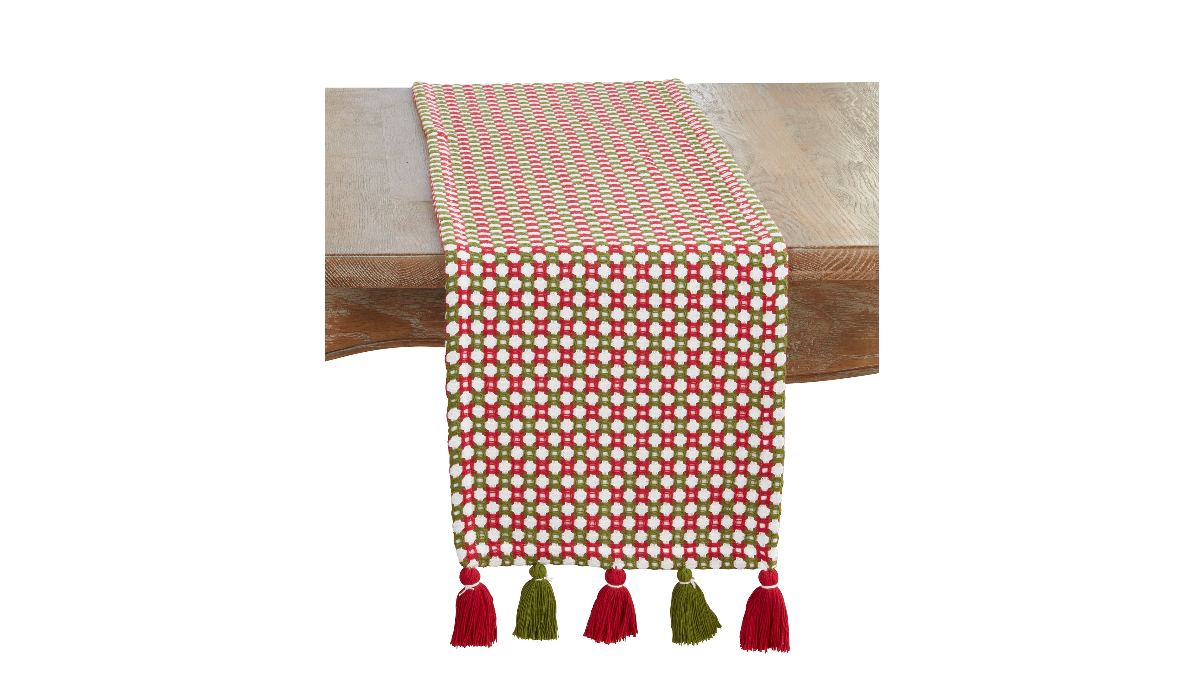 Saro Lifestyle Woven Tassel Table Runner, 13" x 72"